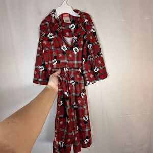 Disney Mickey Mouse Pajama Set Toddler 3T Red Plaid Holiday Christmas 2pc